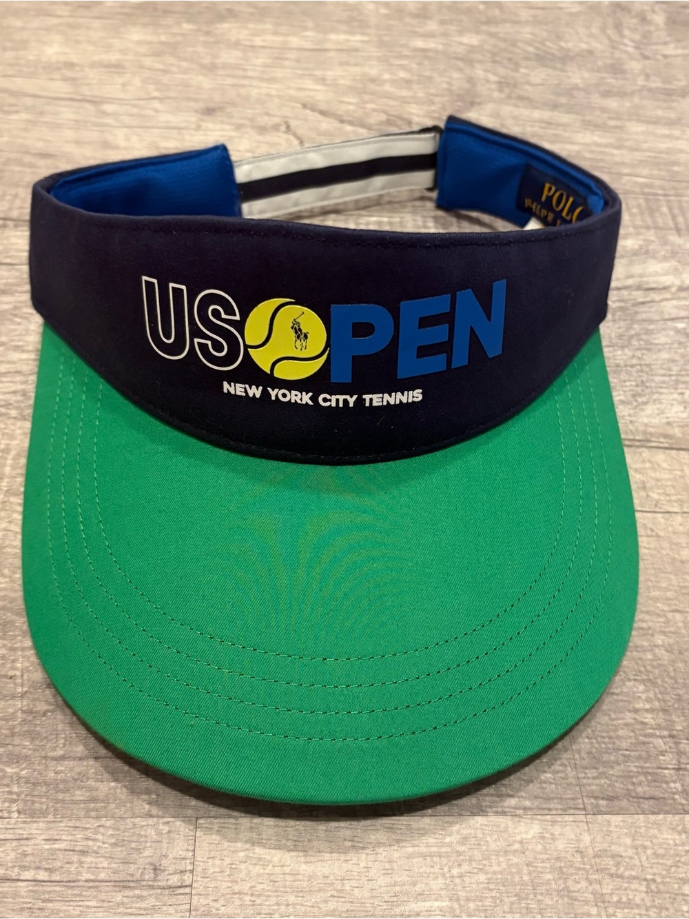 NWT Polo Ralph Lauren 2023 US Open Ball Crew Visor French Navy English Green OS